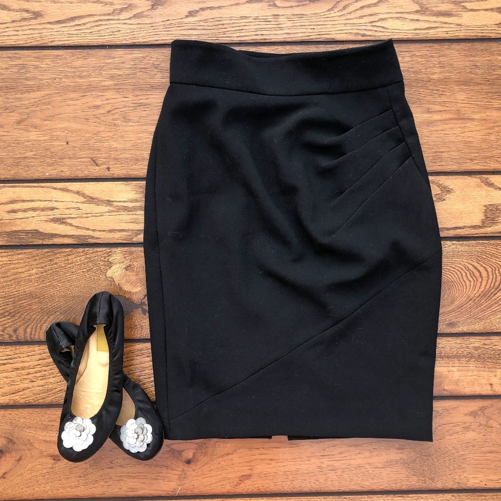 Tracy Reese Black Pleated Pencil Skirt, 8